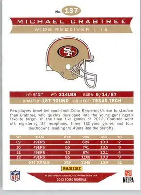 Michael Crabtree - 2013 Score - #187 - Football - Football Card Single