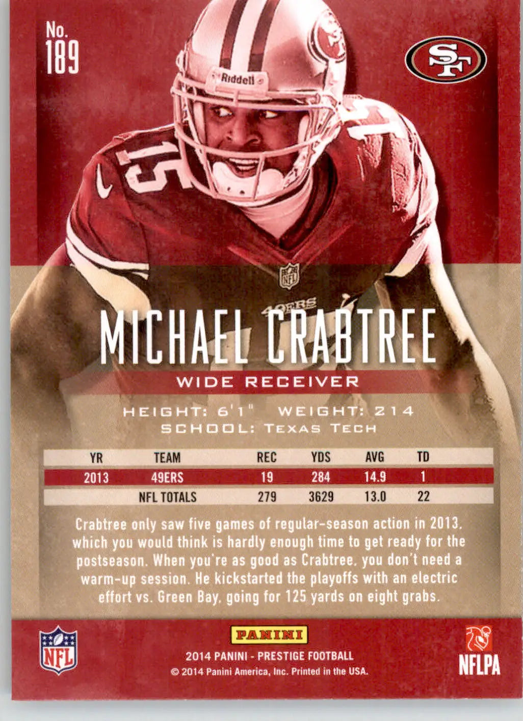 Michael Crabtree - 2014 Panini Prestige - #189 - Football