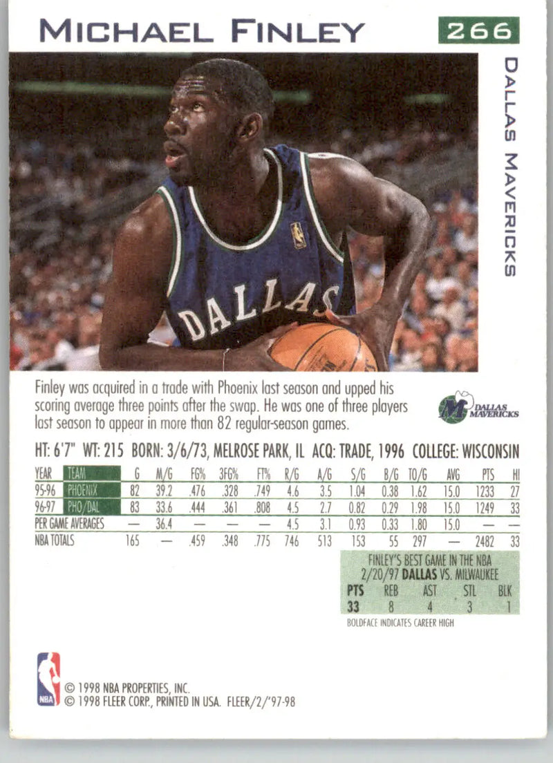 Michael Finley - 1997-98 Fleer - #266 - Basketball - Basketball Card Single