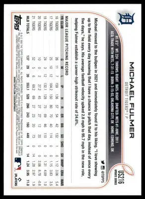 Michael Fulmer 2022 Topps Update #US216 Detroit Tigers - Baseball Card Single