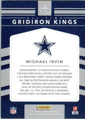 Michael Irvin - 2017 Donruss - #12 - All-Time Gridiron Kings Football - Football Card Single