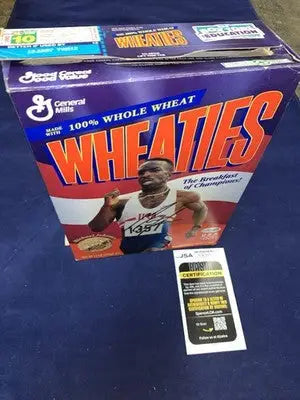 MICHAEL JOHNSON Autographed Signed Empty Wheaties Cereal Box JSA Olympics USA - Sports Memorabilia
