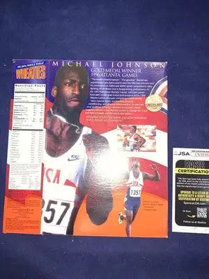 MICHAEL JOHNSON Autographed Signed Empty Wheaties Cereal Box JSA Olympics USA - Sports Memorabilia