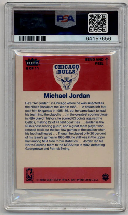 Graded Michael Jordan Fleer Sticker basketball card PSA Authentic display
