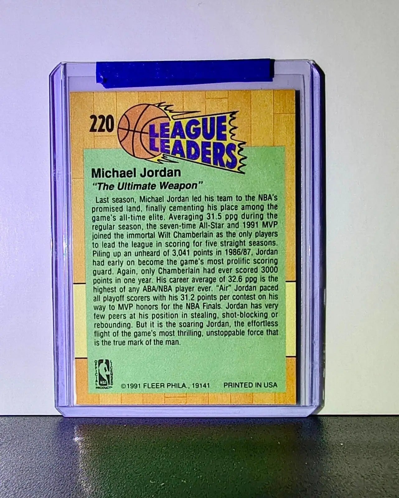 Michael Jordan 1991-92 Fleer League Leaders #220 Basketball Card Chicago Bulls - Basketball Card Single