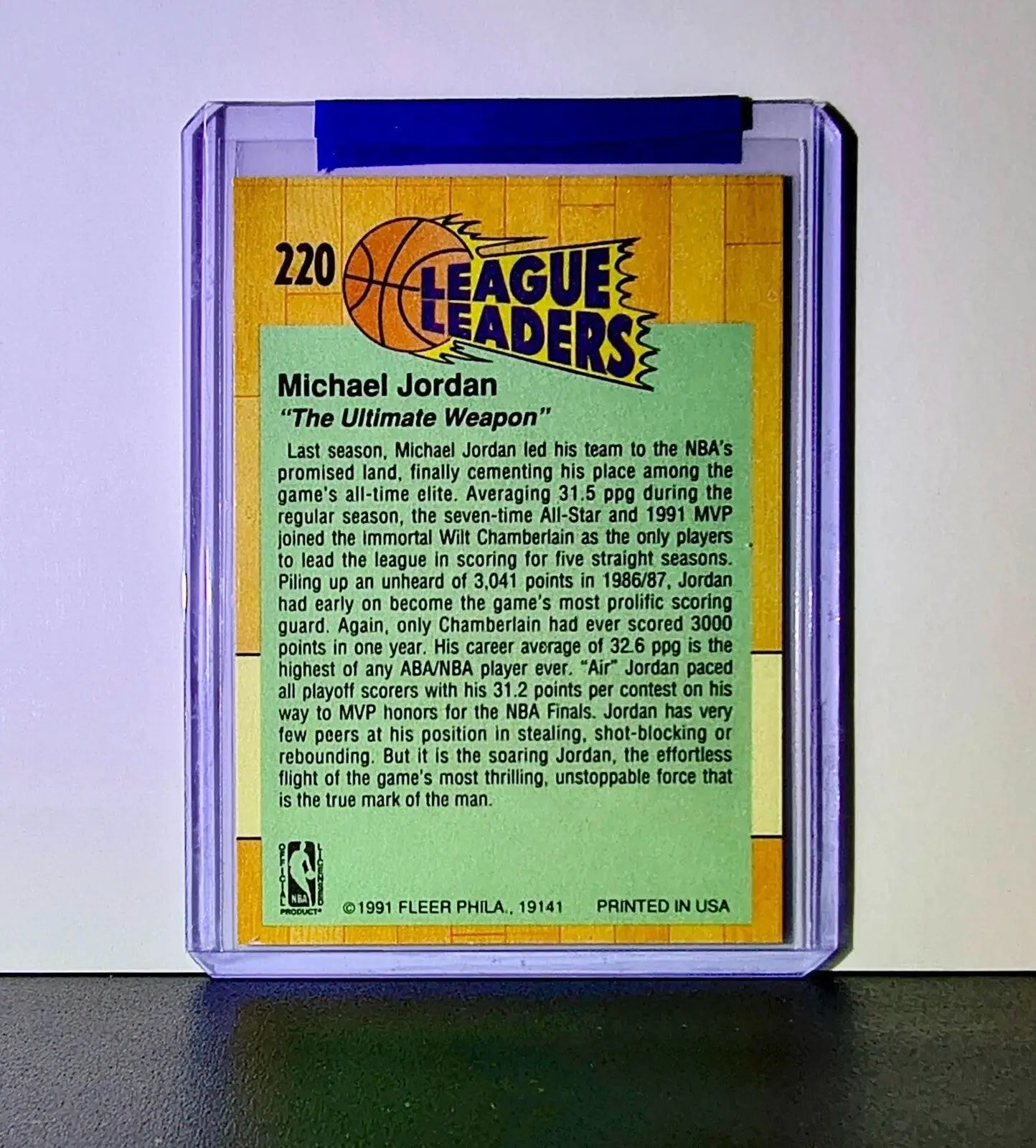 Michael Jordan 1991-92 Fleer League Leaders #220 Basketball Card Chicago Bulls - Basketball Card Single