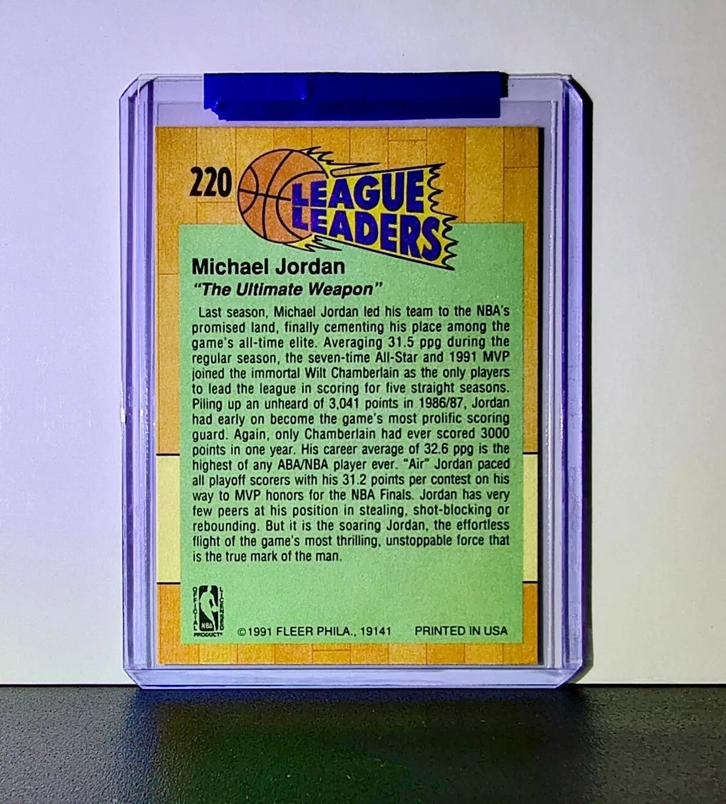 Michael Jordan 1991-92 Fleer League Leaders #220 Basketball Card Chicago Bulls - Basketball Card Single