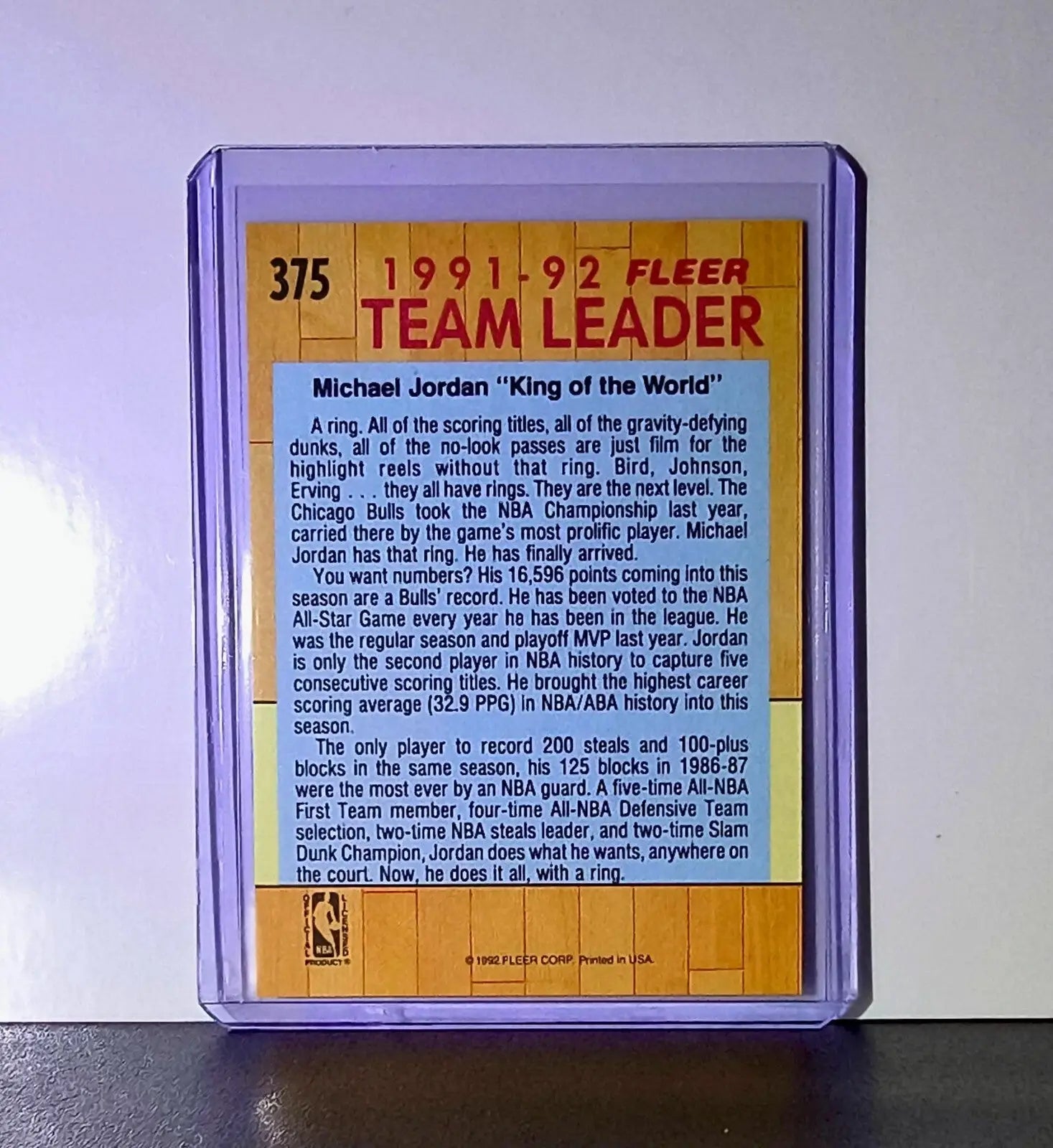 Michael Jordan 1991-92 Fleer Team Leader #375 Basketball Card Chicago Bulls - Basketball Card Single