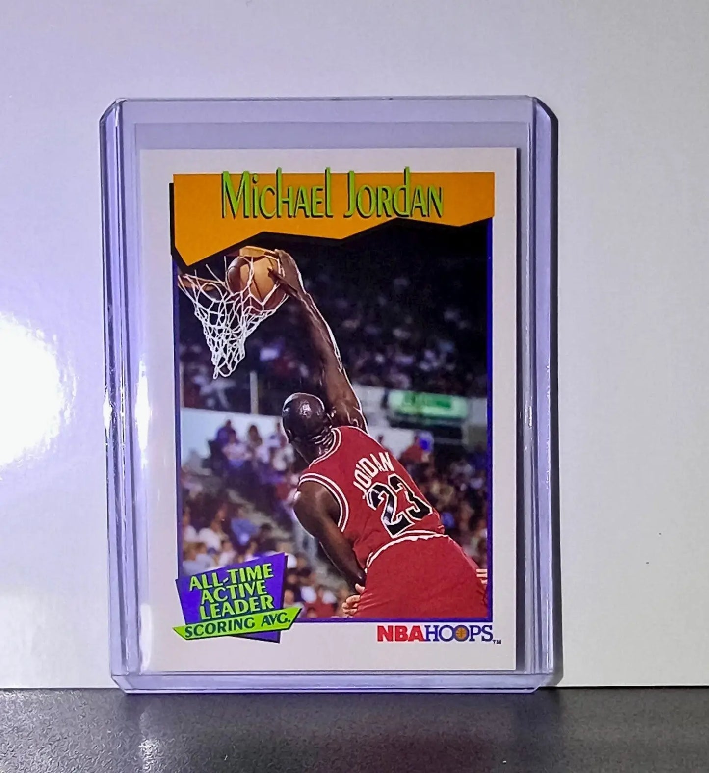 Michael Jordan 1991-92 NBA Hoops #536 All-Time Active Leader Card Chicago Bulls - Basketball Card Single