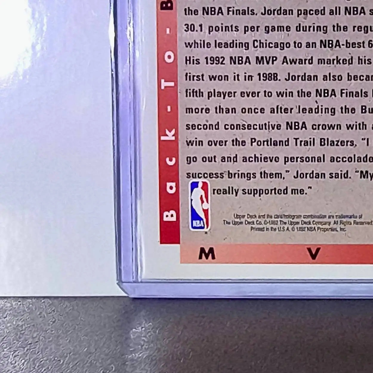 Michael Jordan 1992-93 Upper Deck Back to Back MVP #67 Card Chicago Bulls - Basketball Card Single