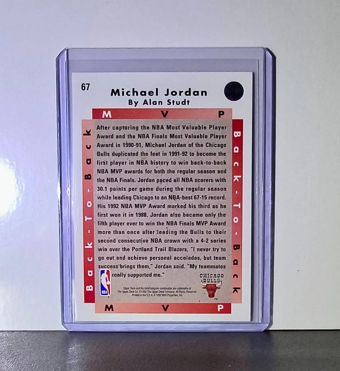 Michael Jordan 1992-93 Upper Deck Back to Back MVP #67 Card Chicago Bulls - Basketball Card Single