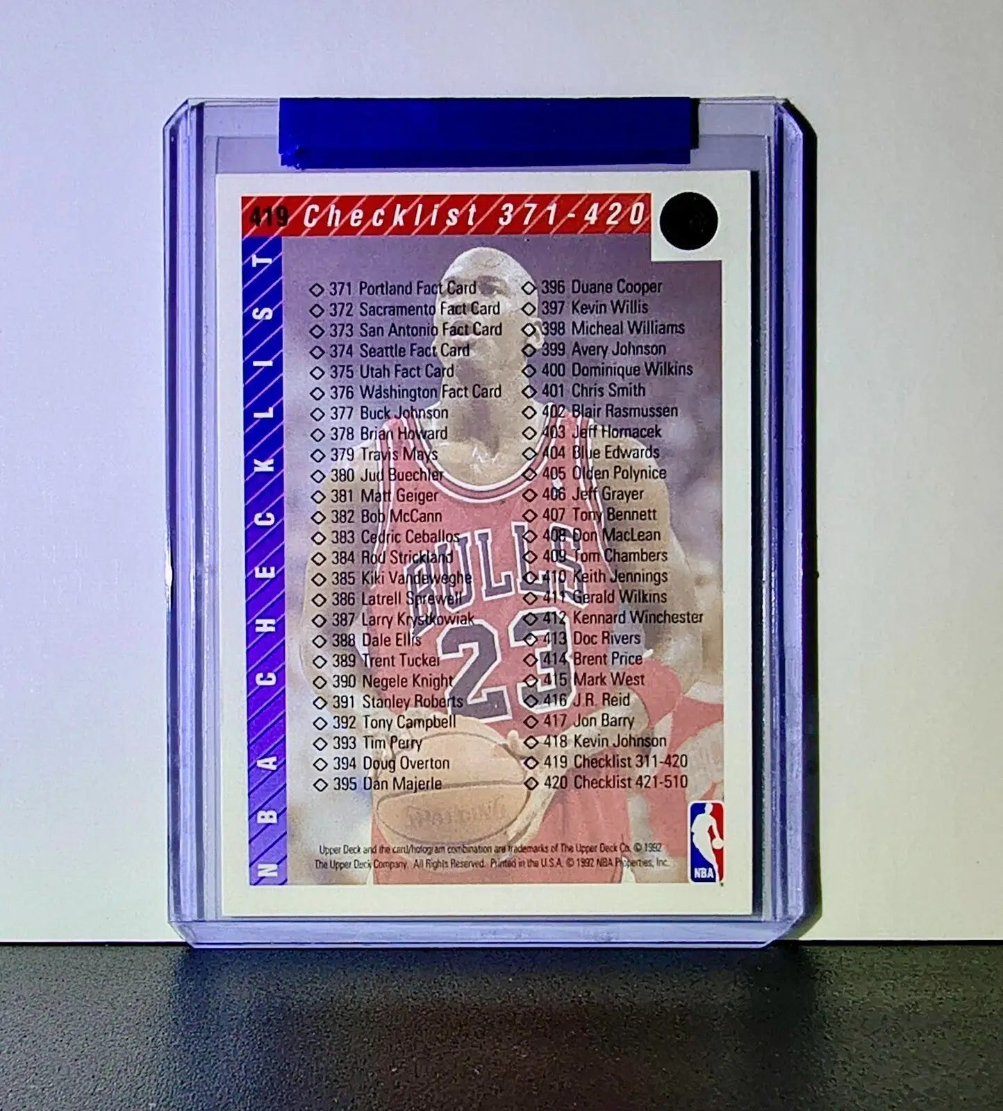 Michael Jordan 1992-93 Upper Deck Checklist #419 Basketball Card Chicago Bulls - Basketball Card Single
