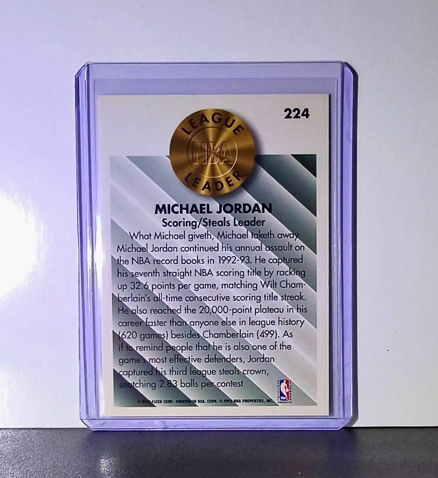 Michael Jordan 1993-94 Fleer League Leader #224 Basketball Card Chicago Bulls - Basketball Card Single