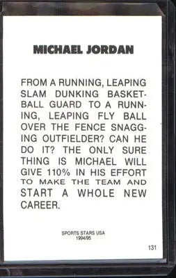 Michael Jordan 1993-95 Sports Stars USA #153 Birmingham Barons RARE - Baseball Card Single