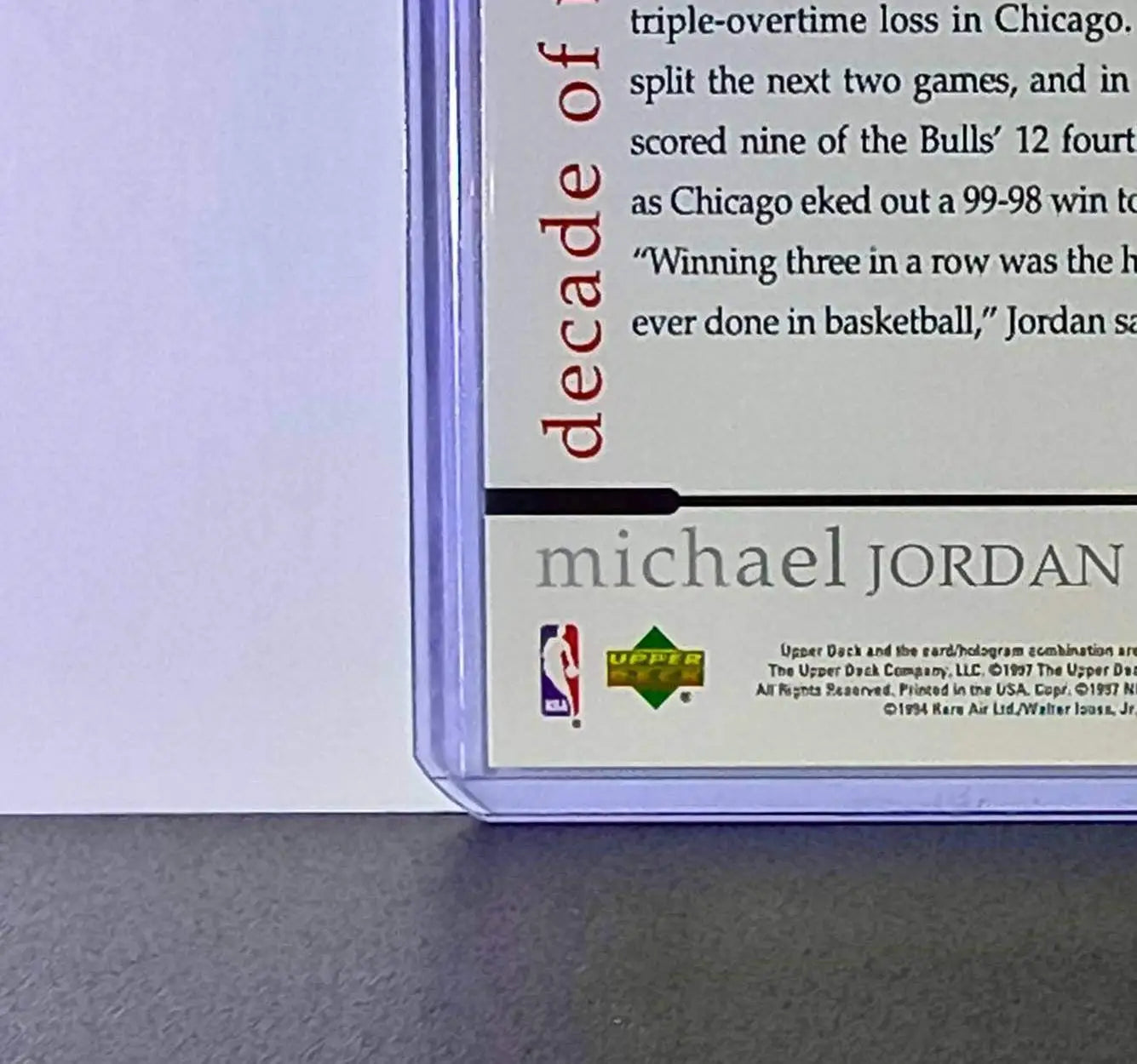 Michael Jordan 1997 Upper Deck Rare Air MJ Decade of Dominance #81 Card Bulls - Basketball Card Single