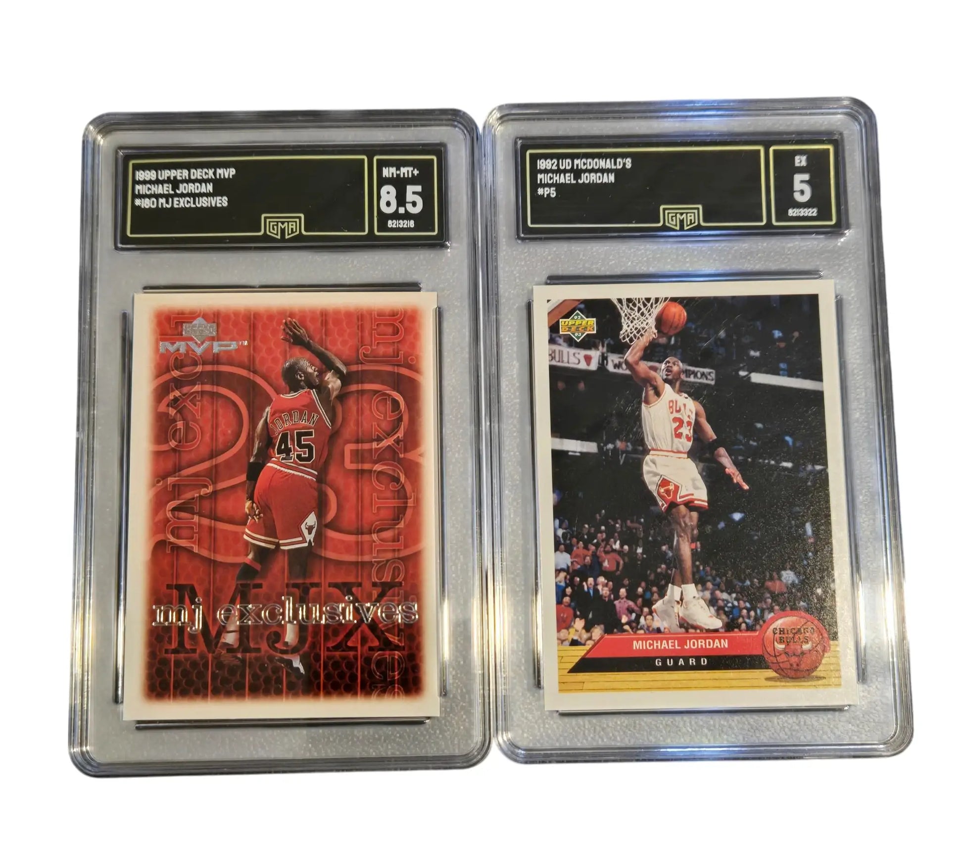 Michael Jordan Graded Card Upper Deck 1992 McDonalds P5 EX 5 1999 MVP 8.5 GMA - Trading Cards
