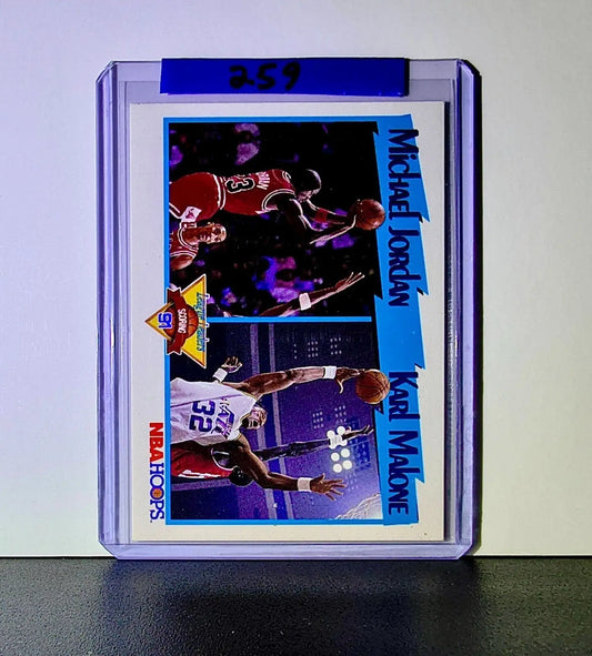 Michael Jordan Karl Malone 1991-92 NBA Hoops #306 Basketball Card Chicago Bulls - Basketball Card Single