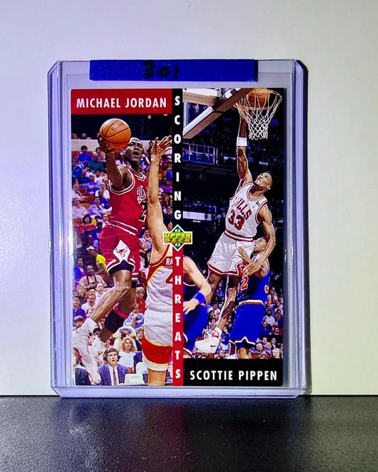 Michael Jordan Scottie Pippen 1992-93 Upper Deck Scoring Threats #62 Card Bulls - Basketball Card Single