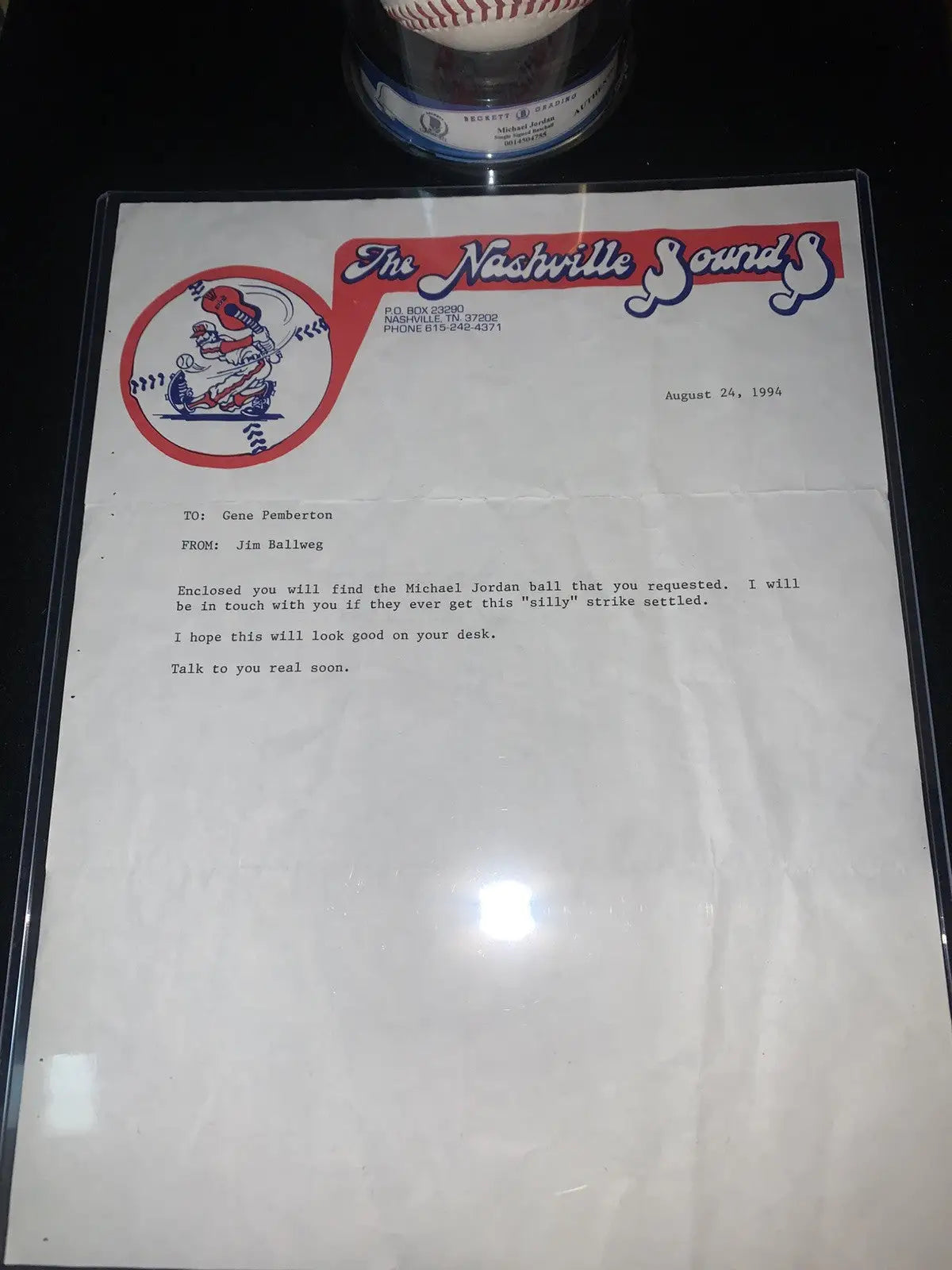 Michael Jordan Signed Rawlings Southern League Baseball BAS Encap’d Auto Ball