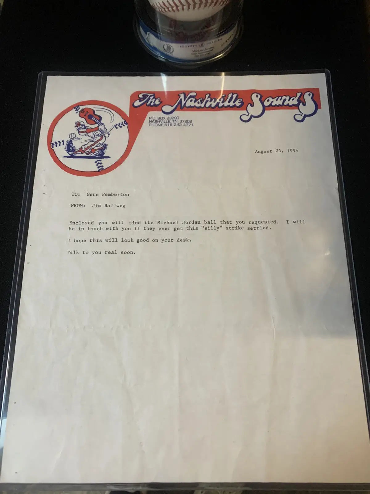 Michael Jordan Signed Rawlings Southern League Baseball BAS Encap’d Auto Ball