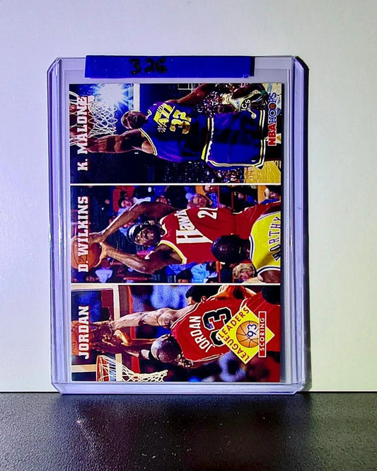 Michael Jordan Wilkins Malone 1993-94 NBA Hoops League Leaders #283 Card Bulls - Basketball Card Single
