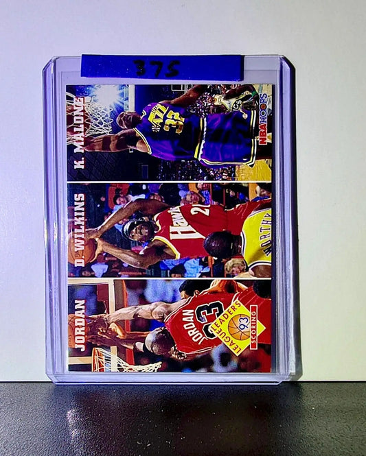 Michael Jordan Wilkins Malone 1993-94 NBA Hoops League Leaders #283 Card Bulls - Basketball Card Single