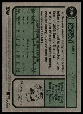 Michael Kopech 2023 Topps Heritage #229 Chicago White Sox - Baseball Card Single