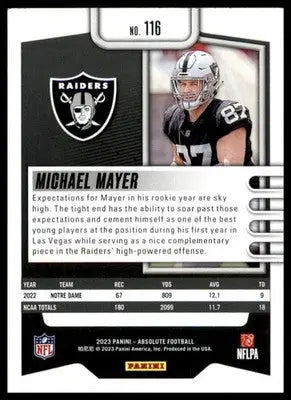 Michael Mayer Rookie 2023 Panini Absolute Retail #116 Las Vegas Raiders - Football Card Single