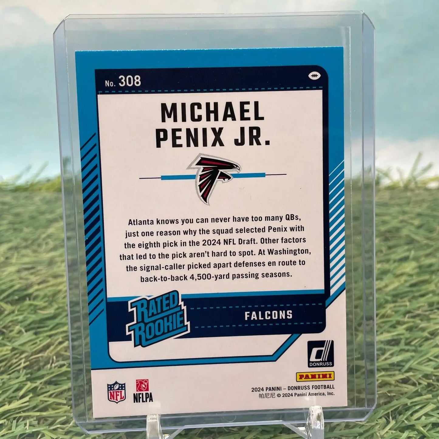 Michael Penix Jr. 2024 Donruss RC Rated Rookie football card for Atlanta Falcons