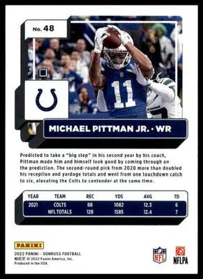 Michael Pittman Jr. 2022 Donruss #48 Indianapolis Colts - Football Card Single
