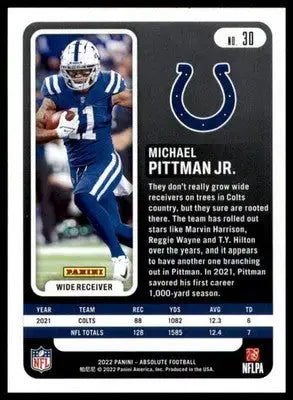 Michael Pittman Jr. 2022 Panini Absolute Retail #30 Indianapolis Colts - Football Card Single