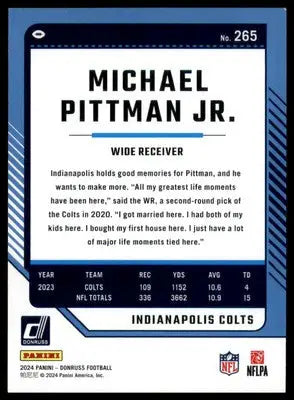 Michael Pittman Jr. 2024 Donruss #265 Indianapolis Colts - Football Card Single