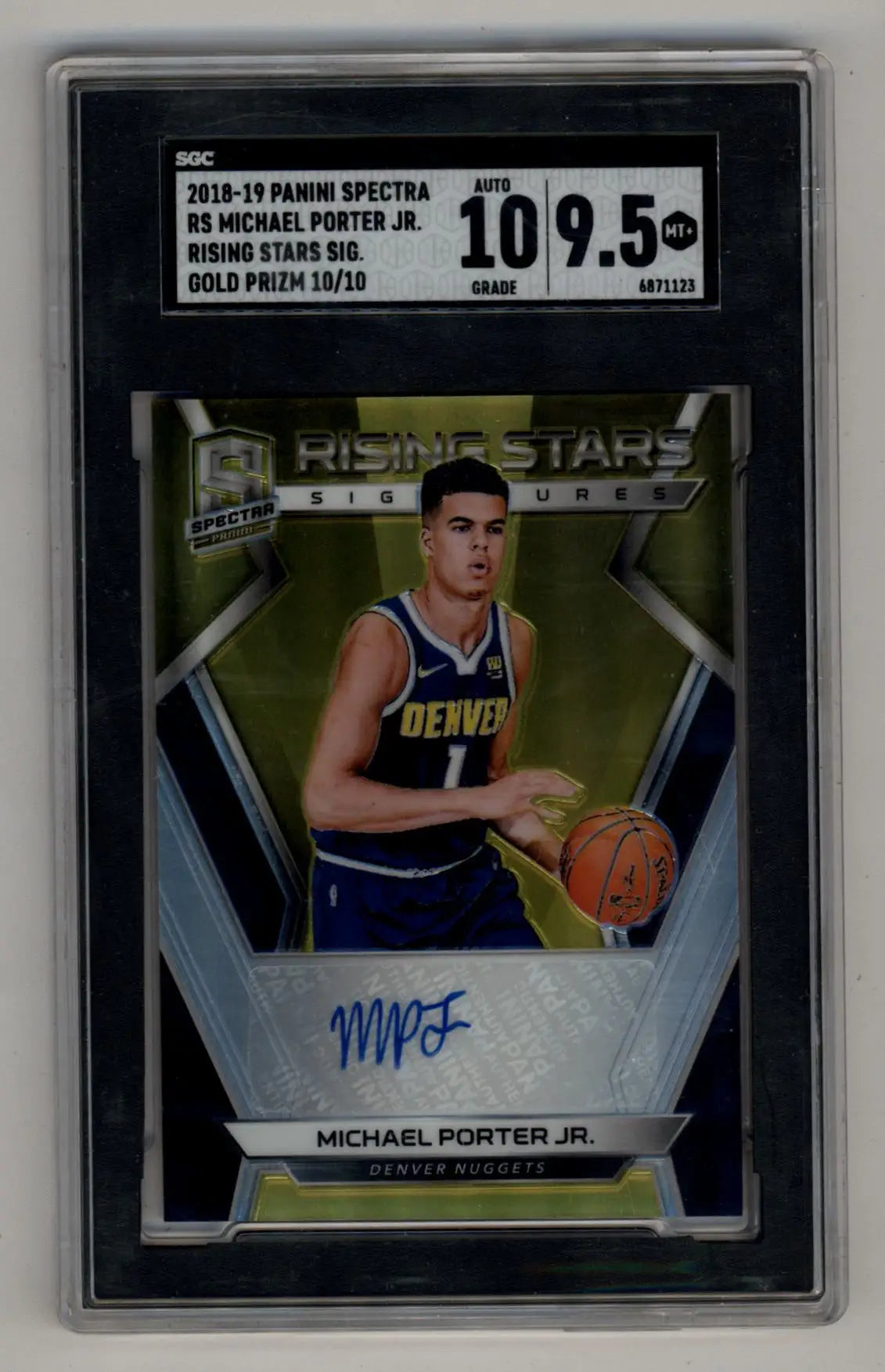 SGC graded 2018-19 Panini Spectra Rising Stars Auto Gold 10/10 basketball card