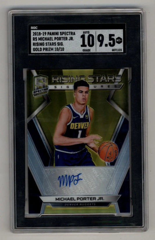 SGC graded 2018-19 Panini Spectra Rising Stars Auto Gold 10/10 basketball card