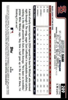 Michael Siani 2025 Topps #289 St. Louis Cardinals - Baseball Card Single
