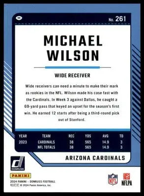 Michael Wilson 2024 Donruss #261 Arizona Cardinals Football Card NFL Sports - Football Card Single