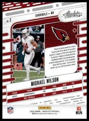 Michael Wilson 2024 Panini Absolute Retail #3 Arizona Cardinals Football Card - Football Card Single