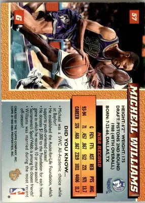 Micheal Williams - 1994-95 Topps Embossed - #57 - Basketball - Basketball Card Single