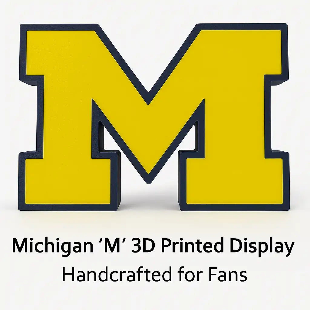 Michigan Wolverines M Logo Sign | 3D Printed NCAA Football Desk & Wall Display