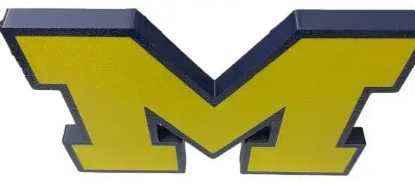 Michigan Wolverines M Logo Sign | 3D Printed NCAA Football Desk & Wall Display