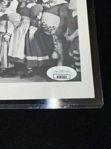 Framed black and white Mickey Carroll signed Wizard of Oz photo for collectors