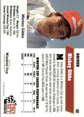 Mickey Gibbs - 1991 Pro Set - #48 - Racing - Racing Card Single