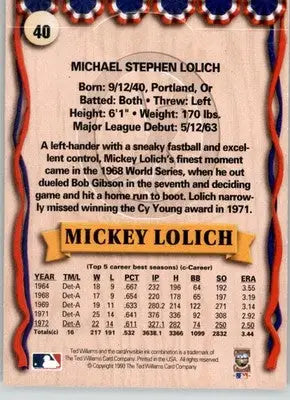 Mickey Lolich - 1993 Ted Williams - #40 - Baseball - Baseball Card Single