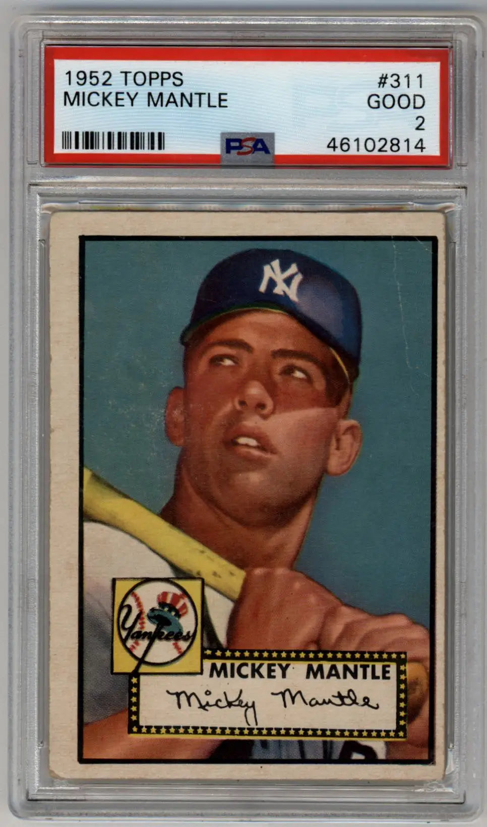Mickey Mantle 1952 Topps Rookie #311 PSA 2 Good - Baseball Card Single