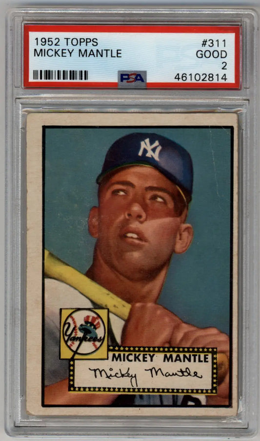 Mickey Mantle 1952 Topps Rookie #311 PSA 2 Good - Baseball Card Single