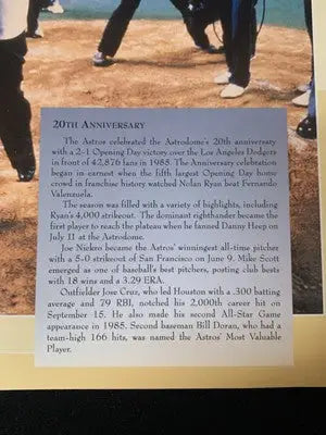 Framed Mickey Mantle 20th anniversary baseball photo from 1999 Houston Astros