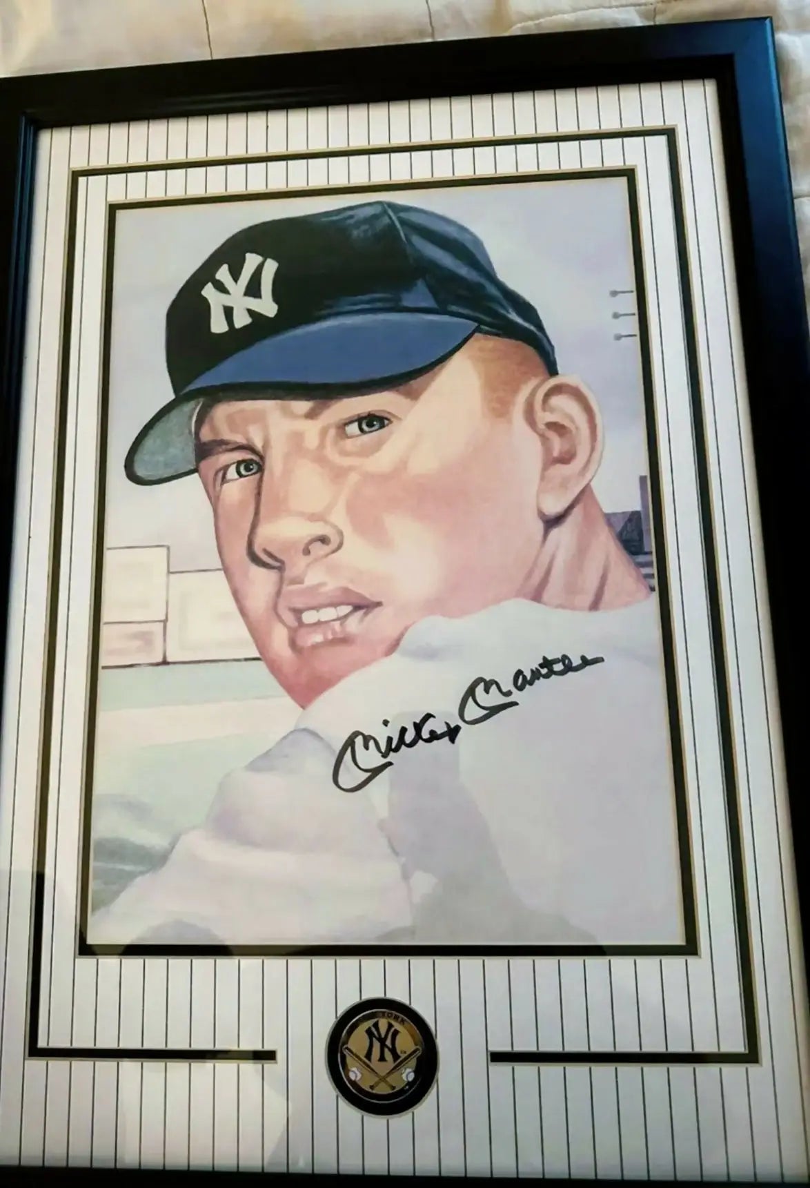 MICKEY MANTLE AUTOGRAPH RARE VERY LARGE 16X20 FRAMED PIC W/ CERT AUTHENTICITY GUARANTEED NY YANKEES HALL OF FAME