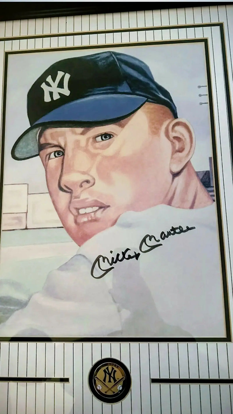MICKEY MANTLE AUTOGRAPH RARE VERY LARGE 16X20 FRAMED PIC W/ CERT AUTHENTICITY GUARANTEED NY YANKEES HALL OF FAME