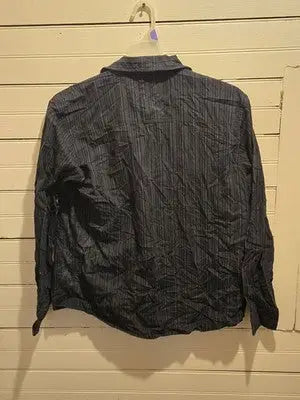 Micros Shirt Men’s M Black Pinstripe Long Sleeve Snap Button Casual - Apparel
