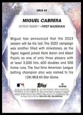 Miguel Cabrera 2023 Topps Stars of MLB #SMLB-44 Detroit Tigers - Baseball Card Single